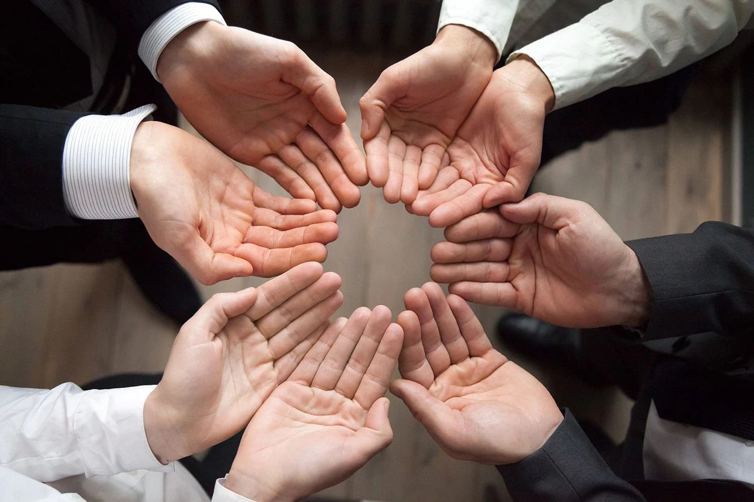 Teamwork hands together