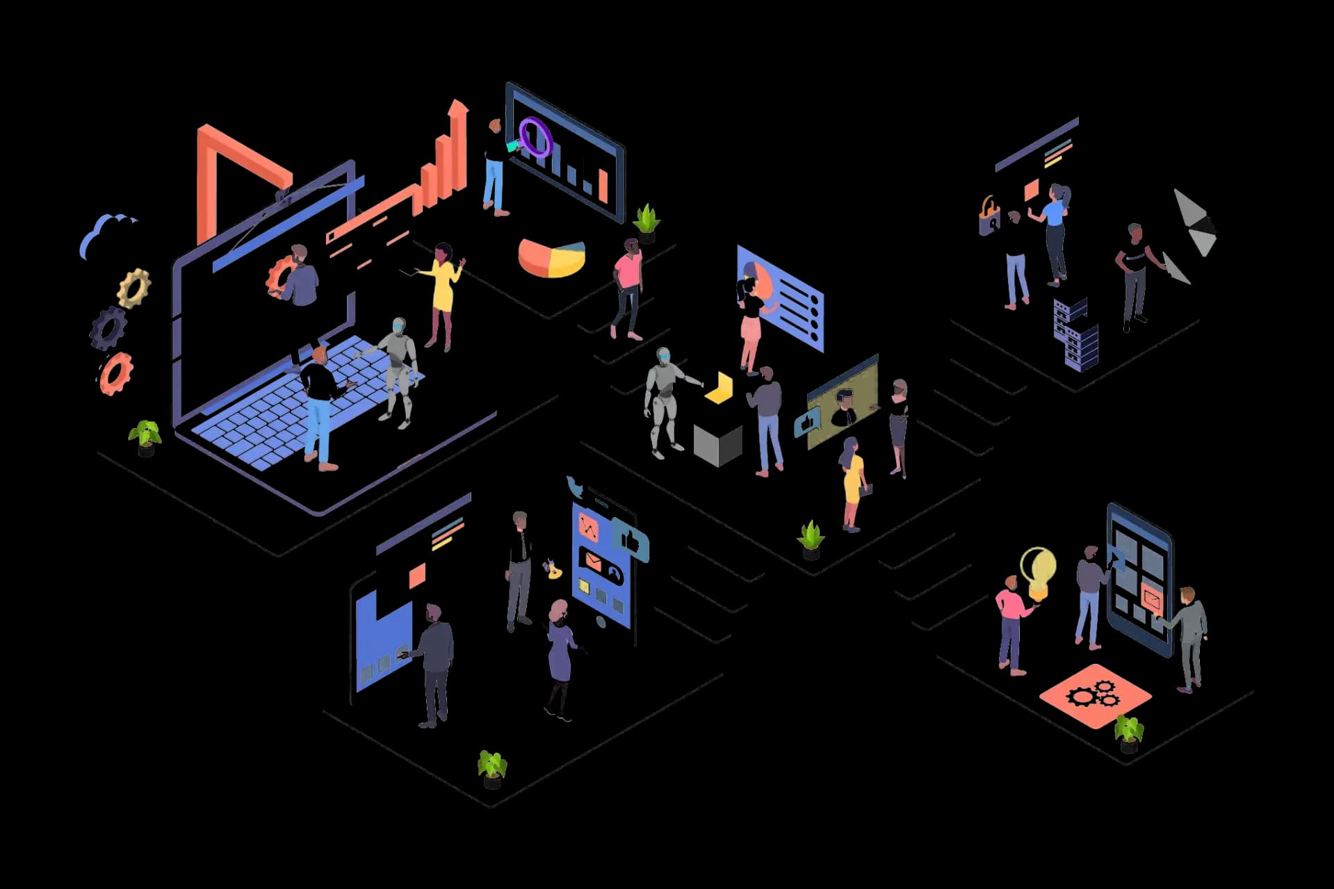 NFT and blockchain development illustration