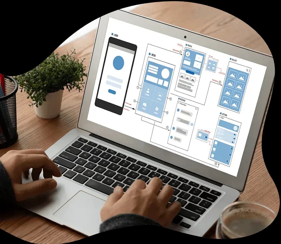 Flutter app planning on laptop
